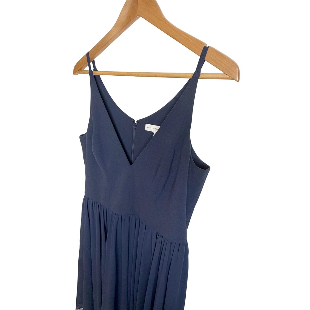 Dress The Population Womens Lace Trim Fit & Flare Dress XL‎ Blue Navy Sleeveless - Picture 3 of 7